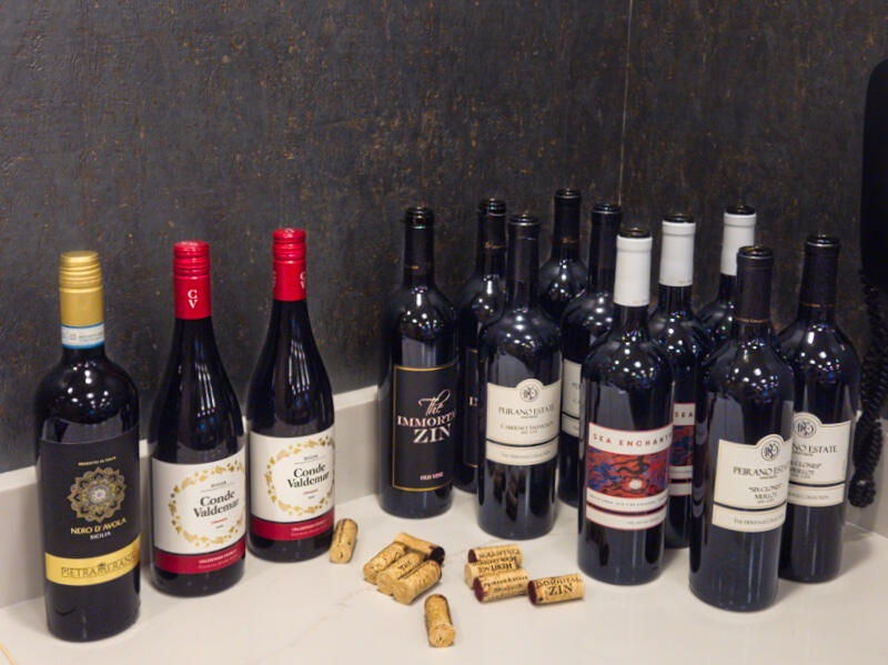 Wine bottles for the samples